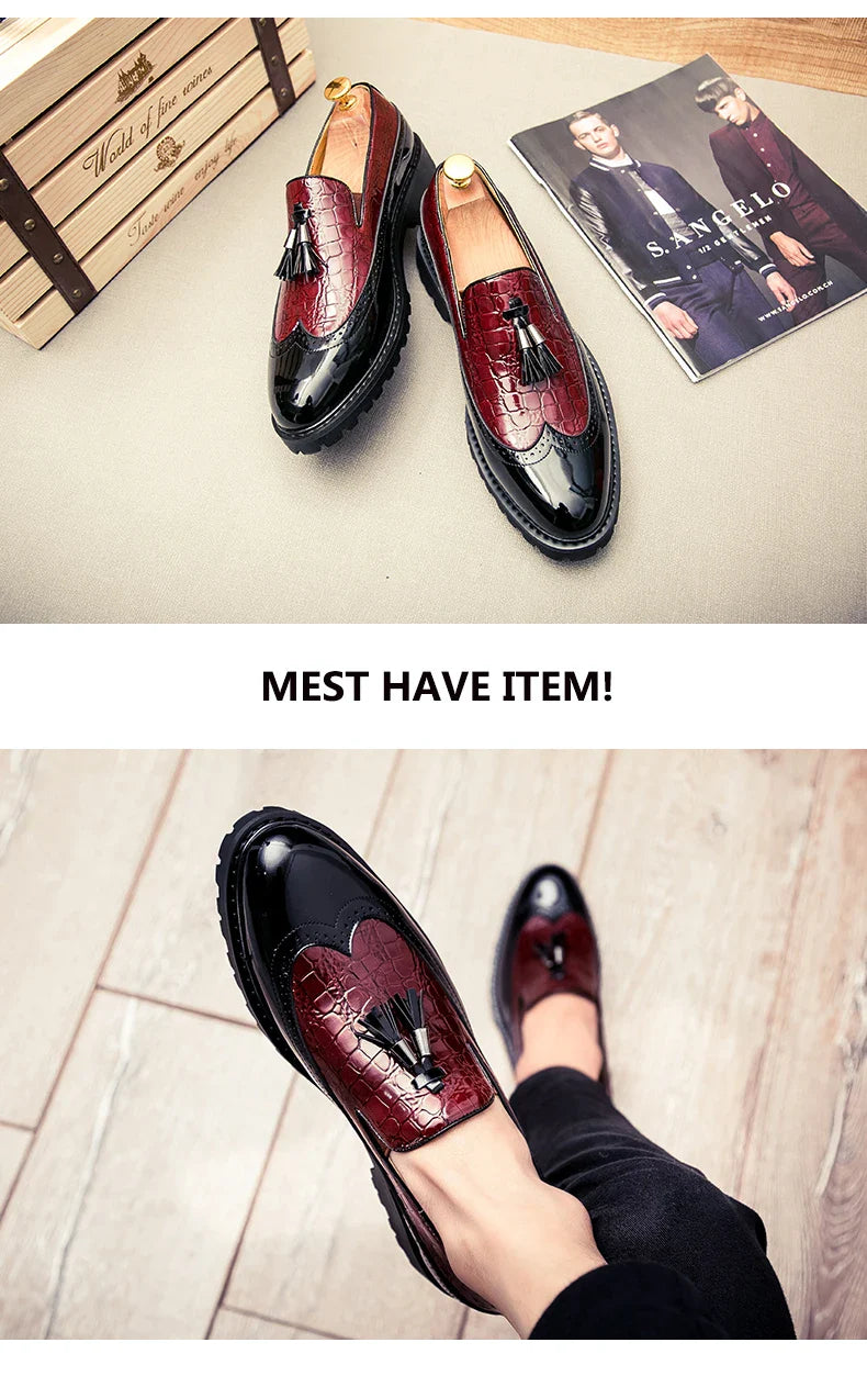 High Quality Casual Business Leather Shoes Men Formal Men's Dress Shoes Classic Tassels Retro Office Social Leather Loafers Male