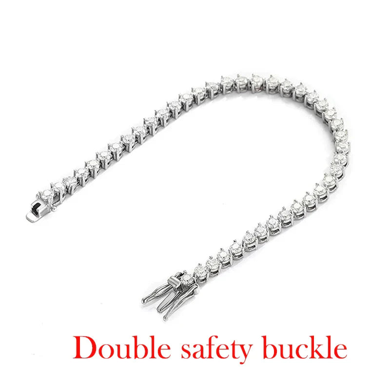 3 Claws D VVS1 Zircon/Moissanite Tennis Bracelet for Women Full Diamond Luxury Chain S925 Sterling Silver Plated Platinum