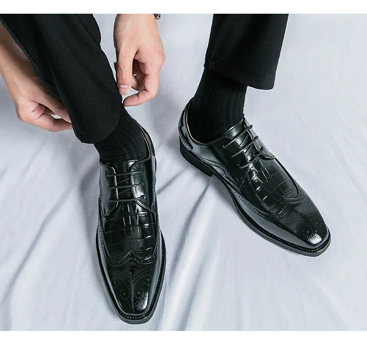 Brock British Korean version high-end suit shoes wedding small leather shoes men's business formal wear trendy men's shoes