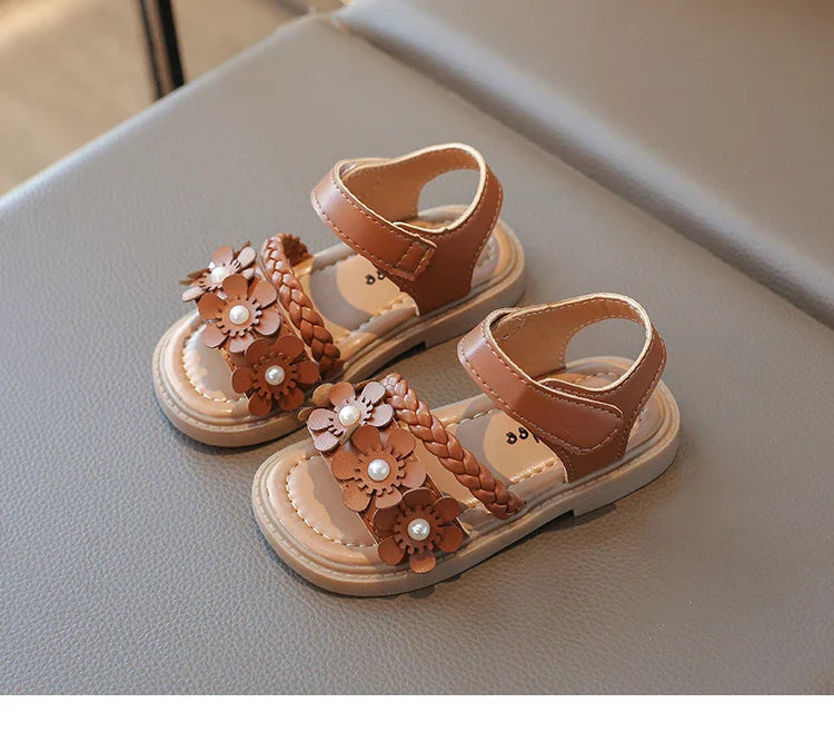 2026 High Quality Girls Sandals Flower Sweet Soft Children's Beach Shoes Kids Cute Summer Floral Sandals Princess Fashion 22-31