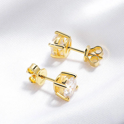 Certified 0.2-2CT Moissanite Stud Earrings for Women Man Hip Hop 100% 925 Sterling Silver Plated 18k Gold Earrings