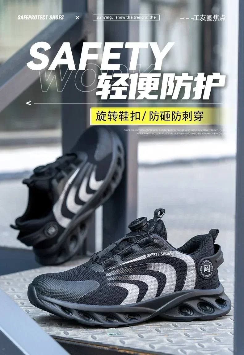 New Safetys Shoe Rotating Button Work Shoes Men Anti-smash Anti-puncture Shoes Fashion Men Sport Shoes Security Protective Boots