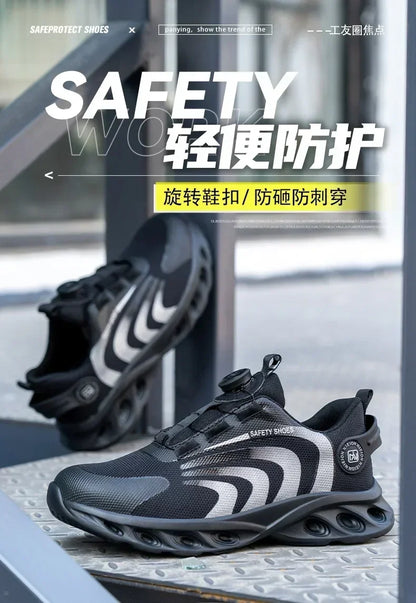 New Safetys Shoe Rotating Button Work Shoes Men Anti-smash Anti-puncture Shoes Fashion Men Sport Shoes Security Protective Boots
