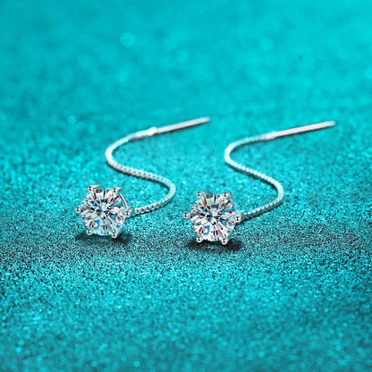 1/2CT White gold plated moissanite earring for women tassel classic D color drop earring lab diamond S925 sterling silver