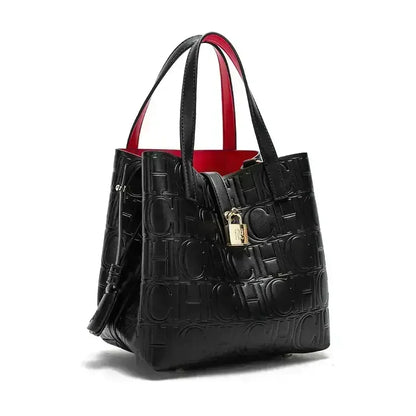 Large Capacity Handbag Luxury Brand Temperament Letter Print with Lock Design 2025 Trendy Women's Crossbody Bag