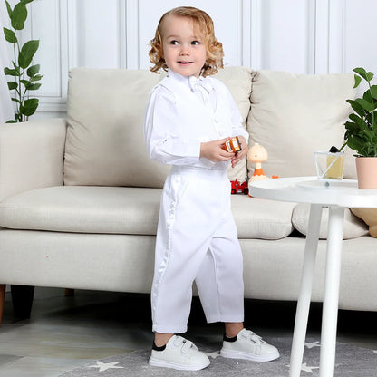 Baby Boy Baptism Outfit Infant Tuxedo Christening Wedding Birthday Celebration Formal Gentleman Suit White 6 Months to 3 Years