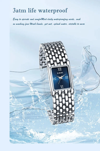 New Design Ladies Watch Fashion Quartz Wristwatch Silver Simple Square Women Watches Luxury Stainless Steel Folding Clock