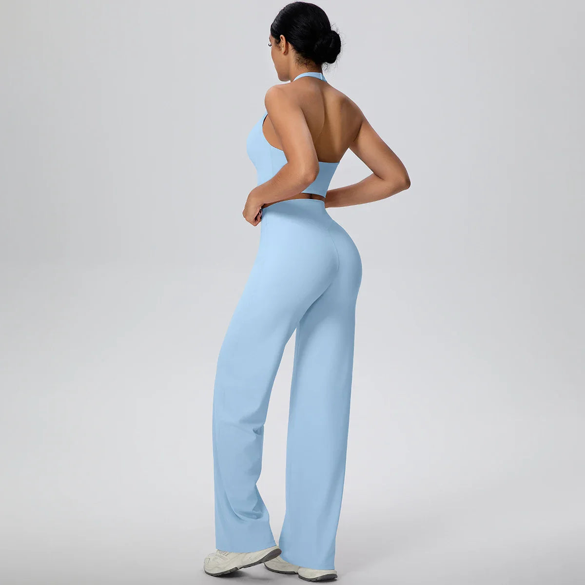2PCS Woman Backless Hanging Neck Bra and Pants Yoga Set Summer Breathable Gym Sports Running Workout Top Hot Sales Yoga Set