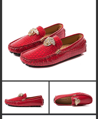 European Station Slip-On Lazy Beanie Shoes Men's Crocodile Pattern Men's Shoes 36 Small Size 48 Large Size New Casual Men's Leather Shoes