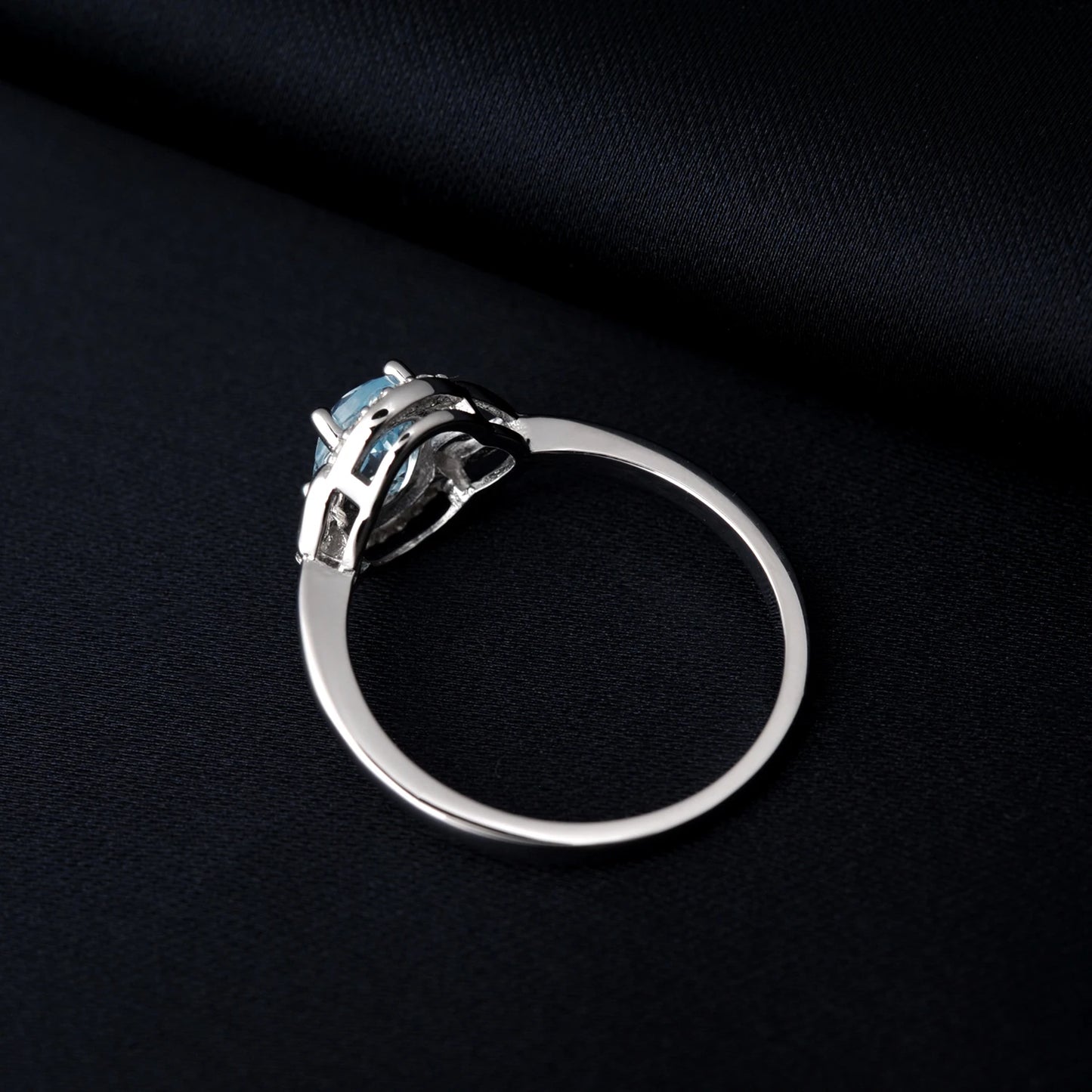 Oval Genuine Natural Sky Blue Topaz 925 Sterling Silver Rings for Women Fashion Gemstone Engagement Ring Band