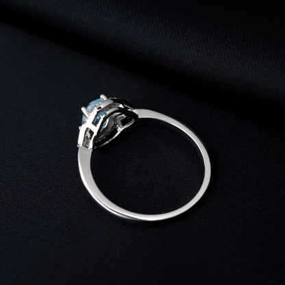 Oval Genuine Natural Sky Blue Topaz 925 Sterling Silver Rings for Women Fashion Gemstone Engagement Ring Band