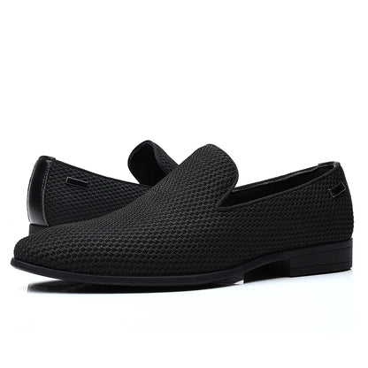 Mocassins Masculinos em Tela Respirável e Resistente ao Desgaste, Bico Fino, Sola de Borracha, Cano Baixo, Tamanhos Grandes, Sapatos Casuais Slip-On, Estilo Slip-On Simples