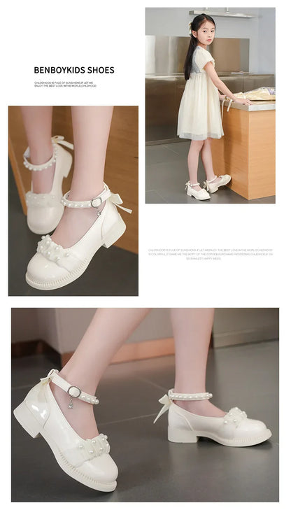Girl's Mary Janes Organza Beautiful Sweet Children Princess Shoes Three Colors Cover Toe Ankle Strap 26-36 Kids Autumn Shoes