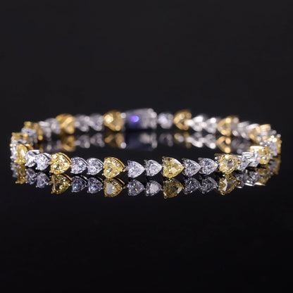 Art Deco Diamond-fire CZ-  Fancy Light Yellow Tennis Bracelet Sterling Silver 925 Fancy Party Wear Bracelet Gift