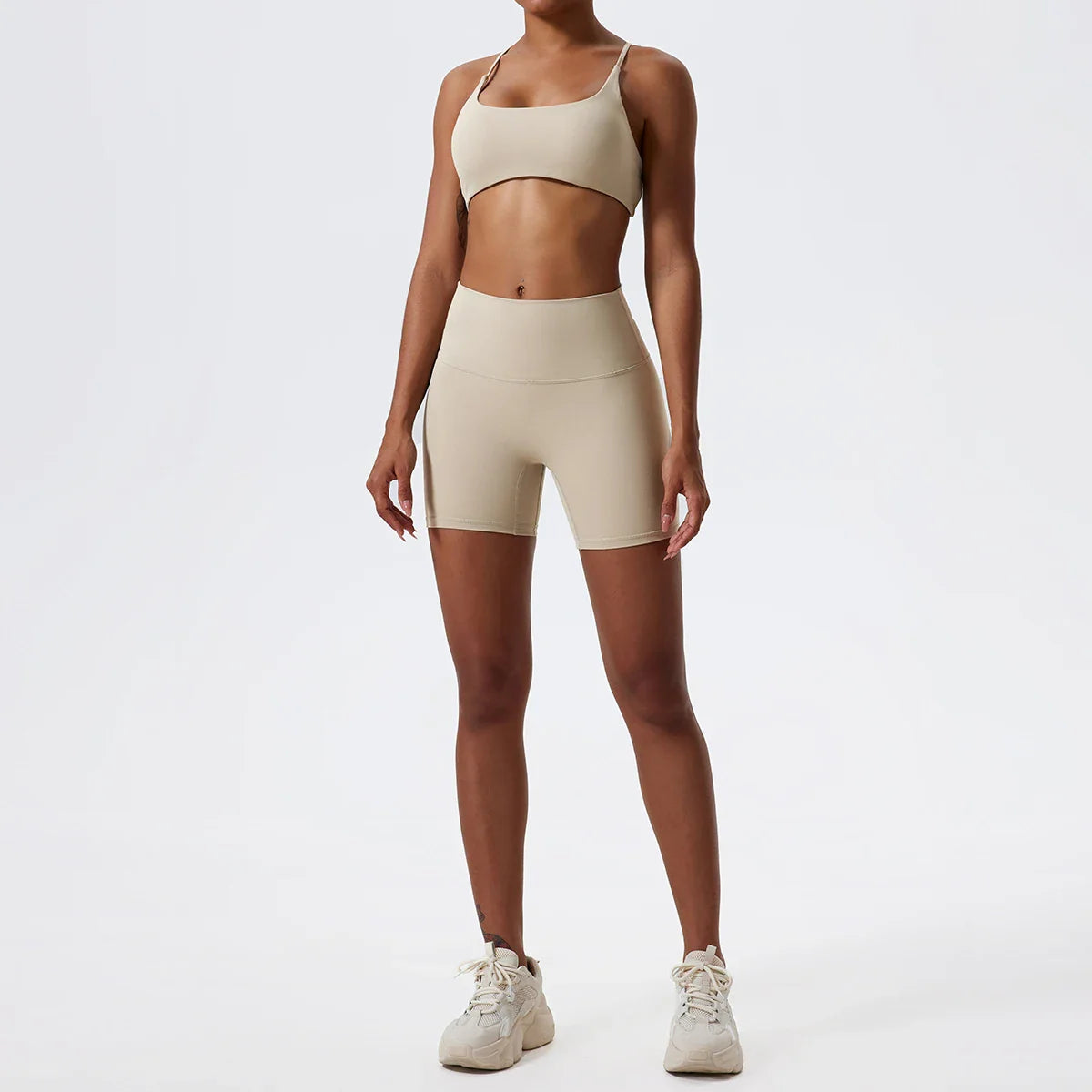 Two Pieces Yoga Set Women Gym Shorts Sports Suit Female Soften Skin-Friendly Activewear Beauty Back Women Sportswear
