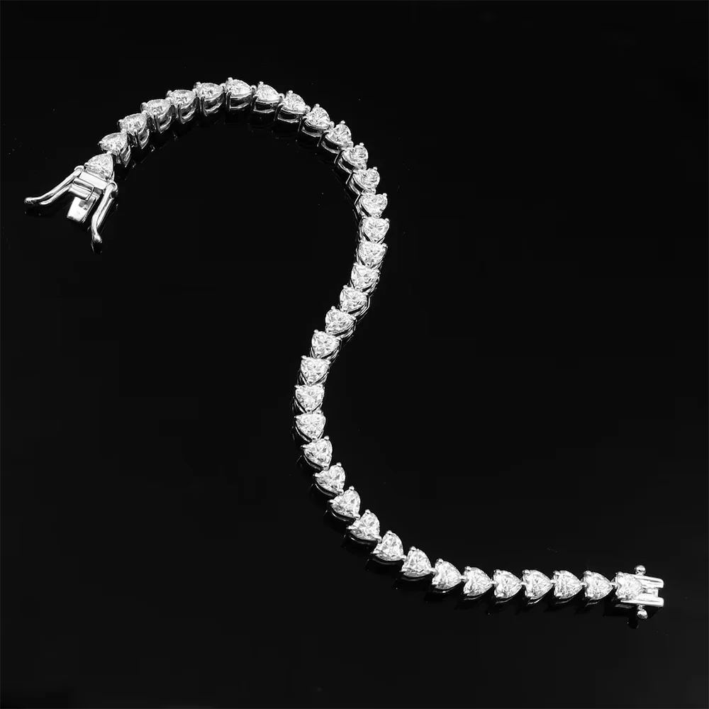 3/5/6.5mm Heart Cut Moissanite Tennis Bracelet with Certificates 925 Sterling Silver Sparkling Diamond Bracelets for Women