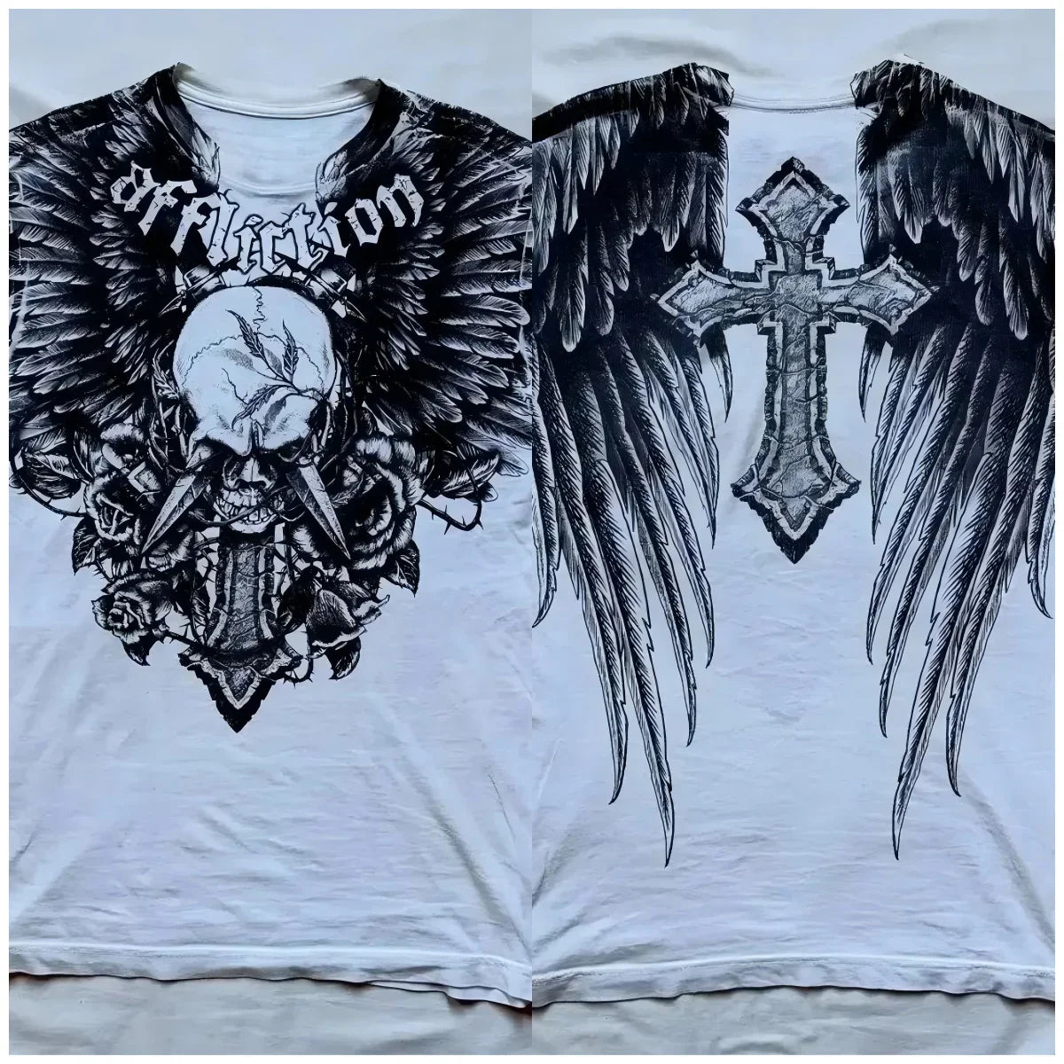 Camiseta masculina europeia e americana com estampa de caveira, confortável e respirável, gola redonda, moda de rua, top para ambientes externos