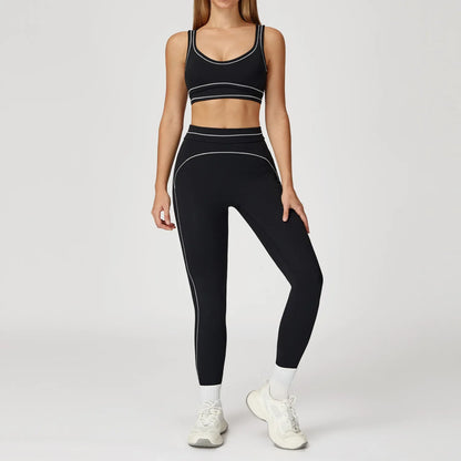 Nylon Yoga Set Women's Tracksuit Gym Push Up Set Woman 2 Pieces Leggings Sports Bra Breathable Sportwear Woman Clothes