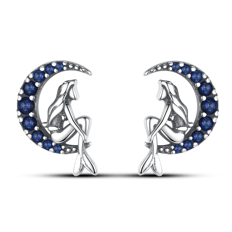 925 Silver Charms Plata De Ley 925 Jewelry Women Fashion Cute Tiny Clear Crystal CZ Stud Earrings Star Starfish Dolphin Earrings