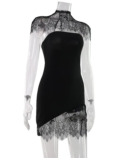 Strapless Solid Lace Patchwork Women Dresses Sheath Sexy Club Hip Wrap Bodycon Vestidos Female Outfits Party Chic