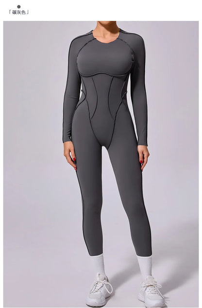 Women's High Elasticity Sports Bodysuit Kit Yoga Fitness Jumpsuit Open Back Hip-Lift Outdoors Gym Workout Sexy Fitness Outfit