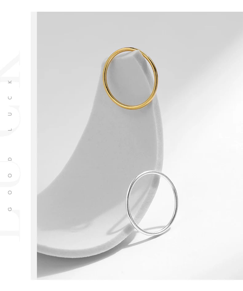925 Sterling Silver Minimalist Thin Stackable Fashion Rings Classic Gold Color Fine Jewelry For Women Girl Party Gifts