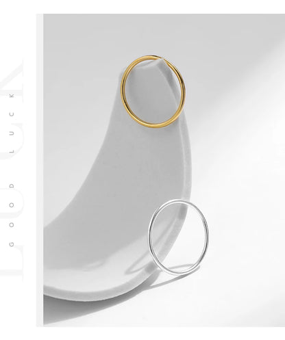 925 Sterling Silver Minimalist Thin Stackable Fashion Rings Classic Gold Color Fine Jewelry For Women Girl Party Gifts