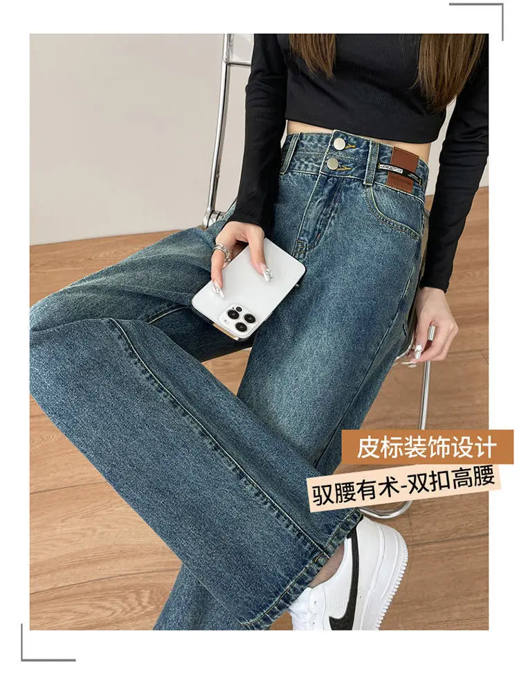 Calça Jeans Casual Lisa de Cintura Alta
