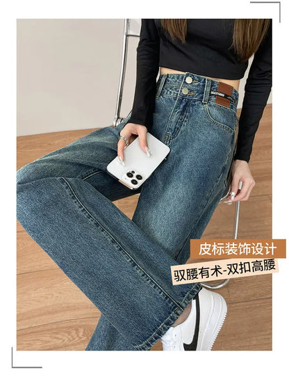 Calça Jeans Casual Lisa de Cintura Alta