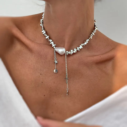 Elegant Irregular Imitation Pearl Beads Necklace for Women Vintage Party Wedding Tassels Choker Fashion Jewelry Accessories Gift