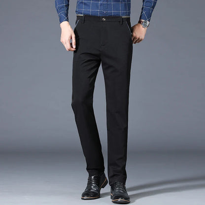 Winter New Classic Men's Fleece Casual Pants Thickened Straight Slim Warm Business Casual Office Male Velvet Trousers