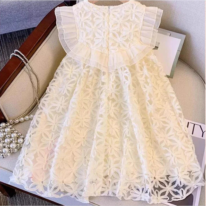 Novo Vestido Princesa Menina Primavera Verão Artesanal Cordão De Pérolas Rendas Nobres Para Menina Roupa Personalizada De Festa Infantil