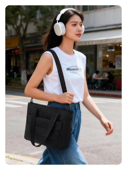 Women’s Tote Bag Padded Single Shoulder Bag Large Capacity Student College Crossbody Bag Casual Outdoor Handbag