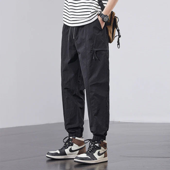 Spring Summer Thin Men's Quick-Dry Cargo Harem Pants Loose Streetwear Joggers with Elastic Cuffs Casual Tapered Trousers Outdoor
