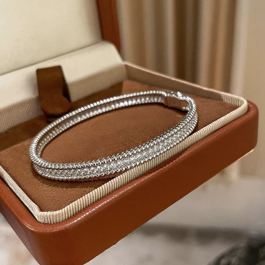 2mm Certified Moissanite Bangles For Women S925 Silver Trendy Wedding Party Bracelets 18K Gold Plated Fine Jewelry Gifts