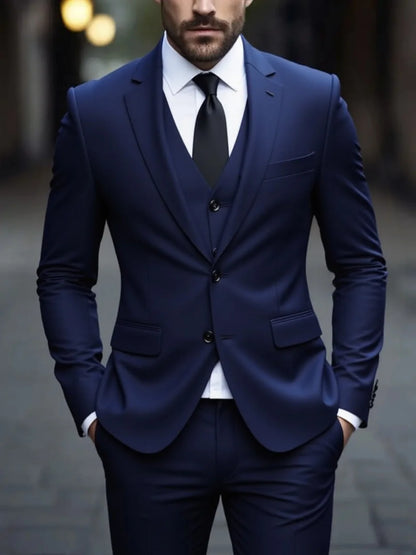 Men's Three-Piece White Suit, Anti-Wrinkle, No-Iron, Anti-Stick Fur Business Formal Suit, Four-Season Workplace Work Clothing Dr