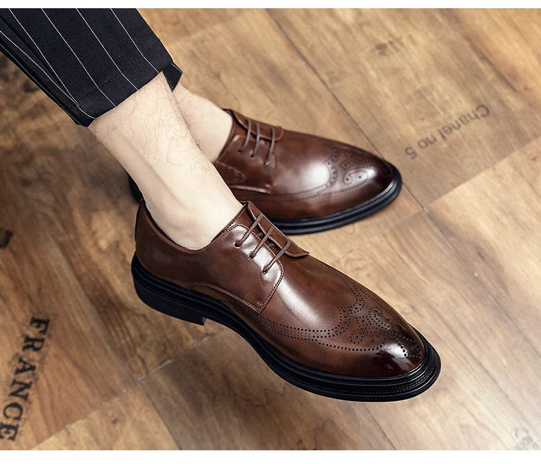 High Quality Mens Shoes 2026 New British Style High-End Leather Shoes Formal Business Wedding Groom Derby Shoes Hot Selling Shoe