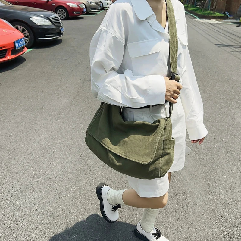 Women's Messenger Bag Vintage Handbag Canvas Teenager Shoulder Tote Bags Casual Handbag Crossbody Bag