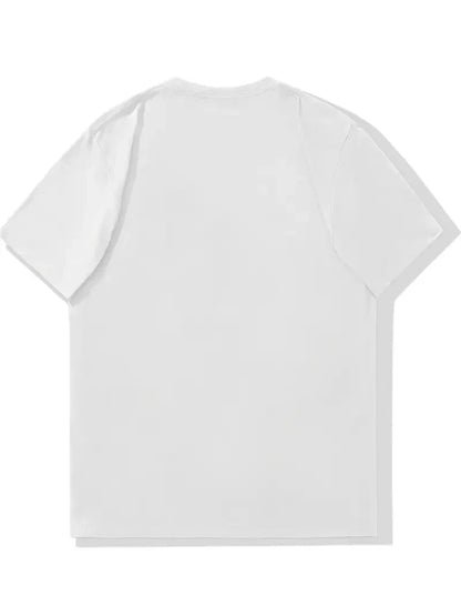 Men's summer 100% pure cotton fashionable casual loose sports yin-yang tree pattern print round neck short sleeved T-shirt top