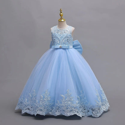 4-12 years old gorgeous girl dress sheer elegant girl birthday party princess dress long carnival evening dress summer clothing