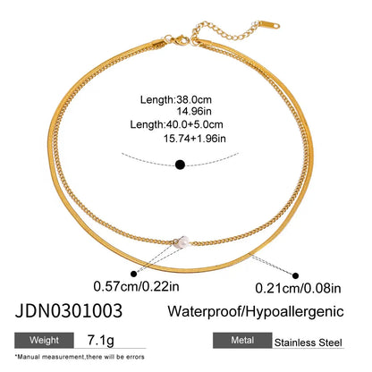 Simple Jewelry 18K Gold Plated Flat Snake Chain Layer Necklace Stainless Steel Snake Rope Chain Necklace Gift