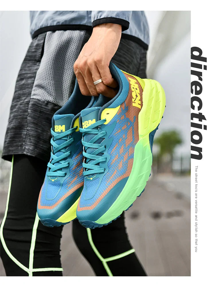 Men's Marathon Shoes Running Shoes Breathable High elasticity Cushioning Male Lightweight Sports Shoes Fitness Training
