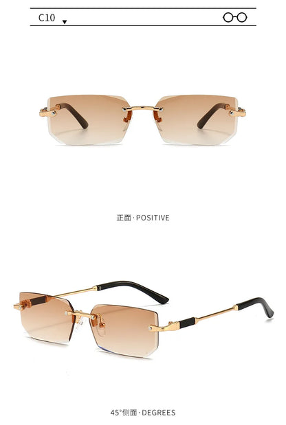 Fashion Rimless Rectangle Sunglasses Popular Women Men Shades Small Square Sun Glasses For Female Male Summer Traveling glasses
