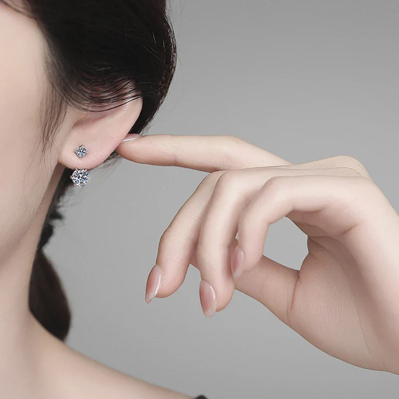 2.6CTTW Moissanite Stud Earrings for Women Sparkly Lab Diamond S925 Sterling Silver Removable Earring Gemstone Studs