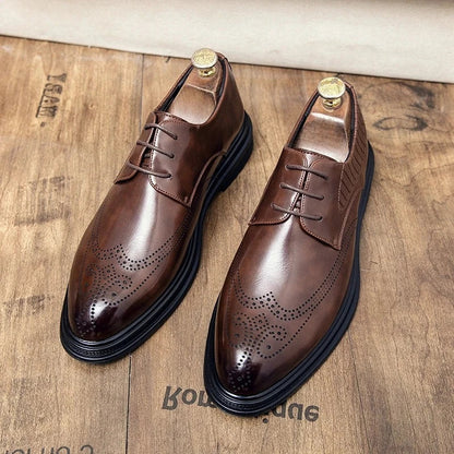 High Quality Mens Shoes 2026 New British Style High-End Leather Shoes Formal Business Wedding Groom Derby Shoes Hot Selling Shoe