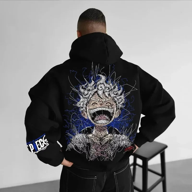Anime Hand-painted Printed Hoodie 2025 Spring/Autumn Unisex Hip Hop Casual Loose Parent Child Pure Cotton Sweater Top