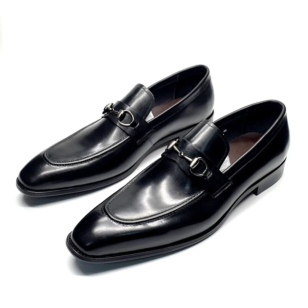 European Classic Mens Wedding Dress Shoes Genuine Leather Horsebit Loafer Shoes Green Casual Business Party Formal Shoes for Men