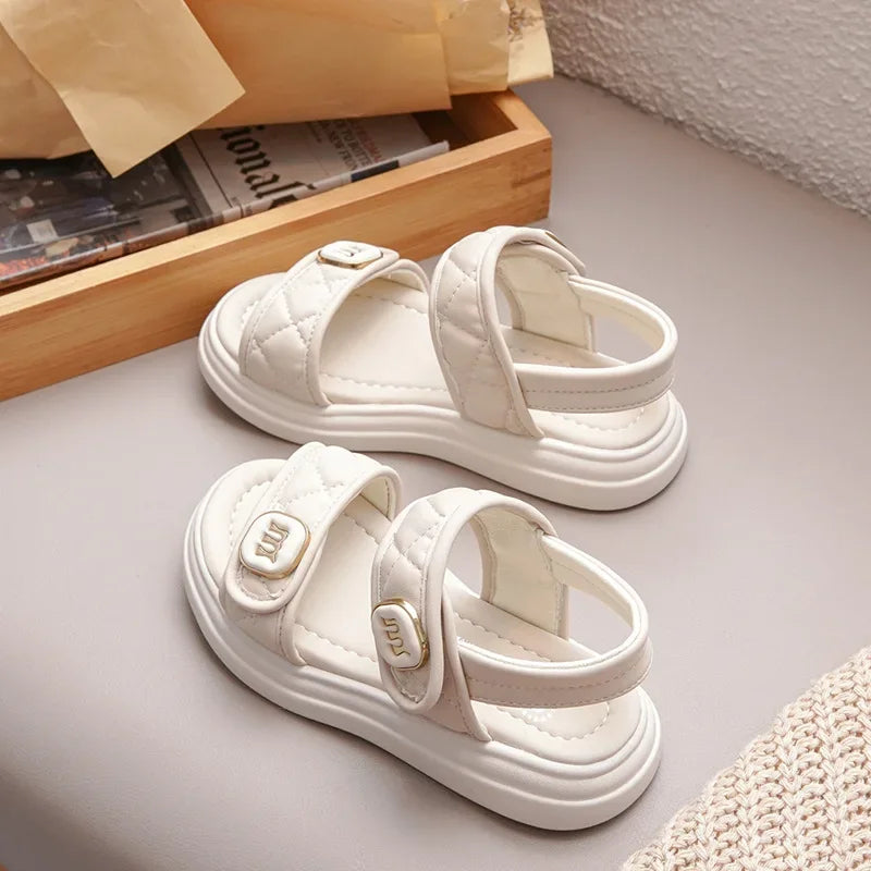 Kids Causal Sandals 2024 Thick Bottom Summer Toddler Girls Sandals Fashion Open-toe Children's School Black Sandals Versatile