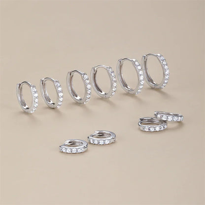 Silver 925 1 pair Women Small Hoops Earring Piercing Ear Cartilage Tragus Simple Thin Circle Anti-allergic Ear Buckle