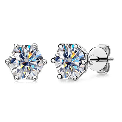 Real 1 CT D Color Moissanite Stud Earrings For Women Top Quality 925 Sterling Silver Sparkling Wedding Jewelry